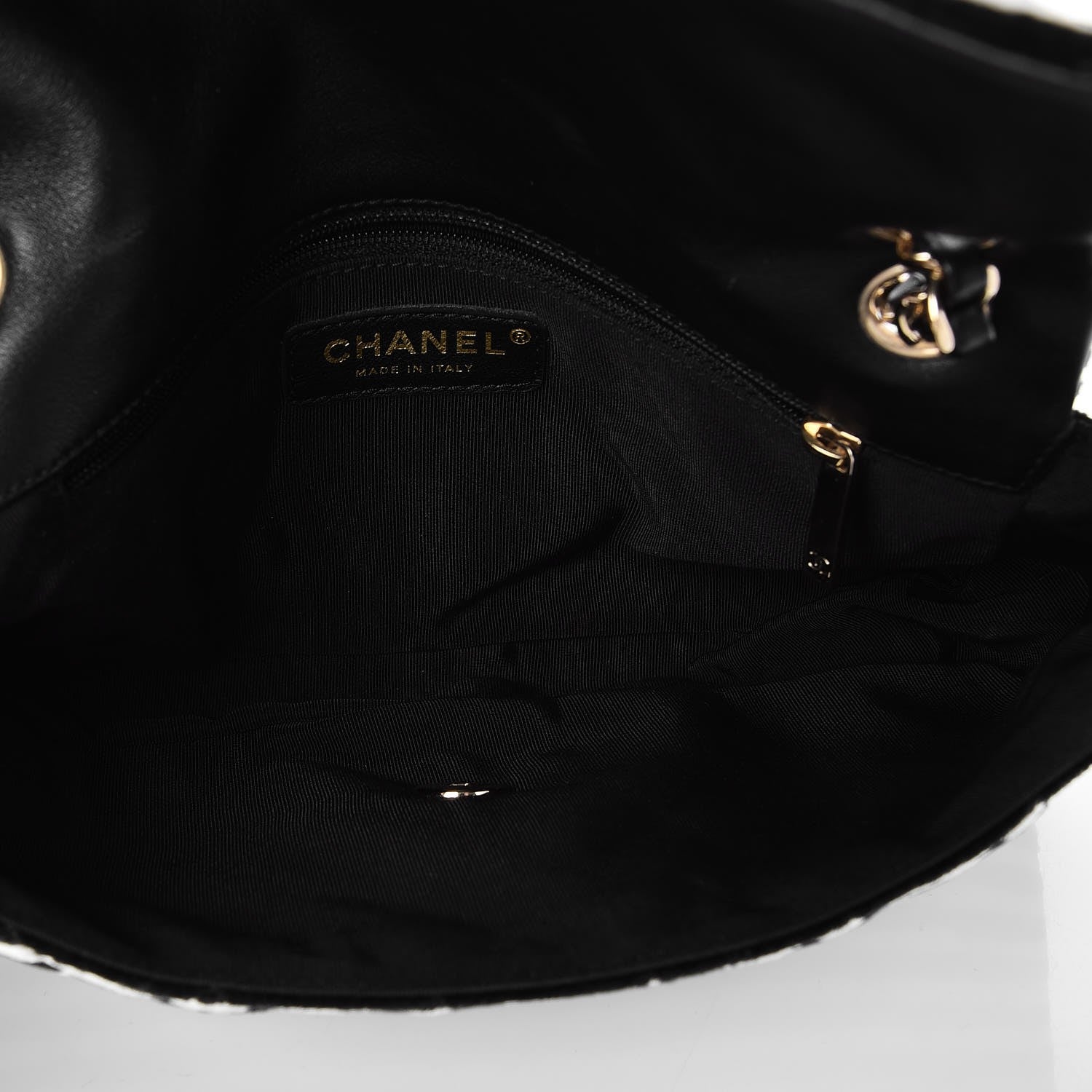 Chanel Velvet Quilted Medium Flap Black White 6 of 9
