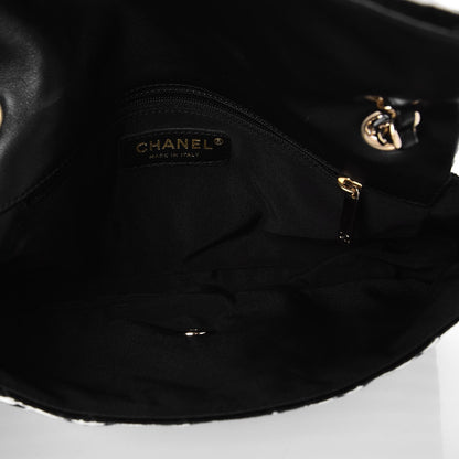 Chanel Velvet Quilted Medium Flap Black White 6 of 9