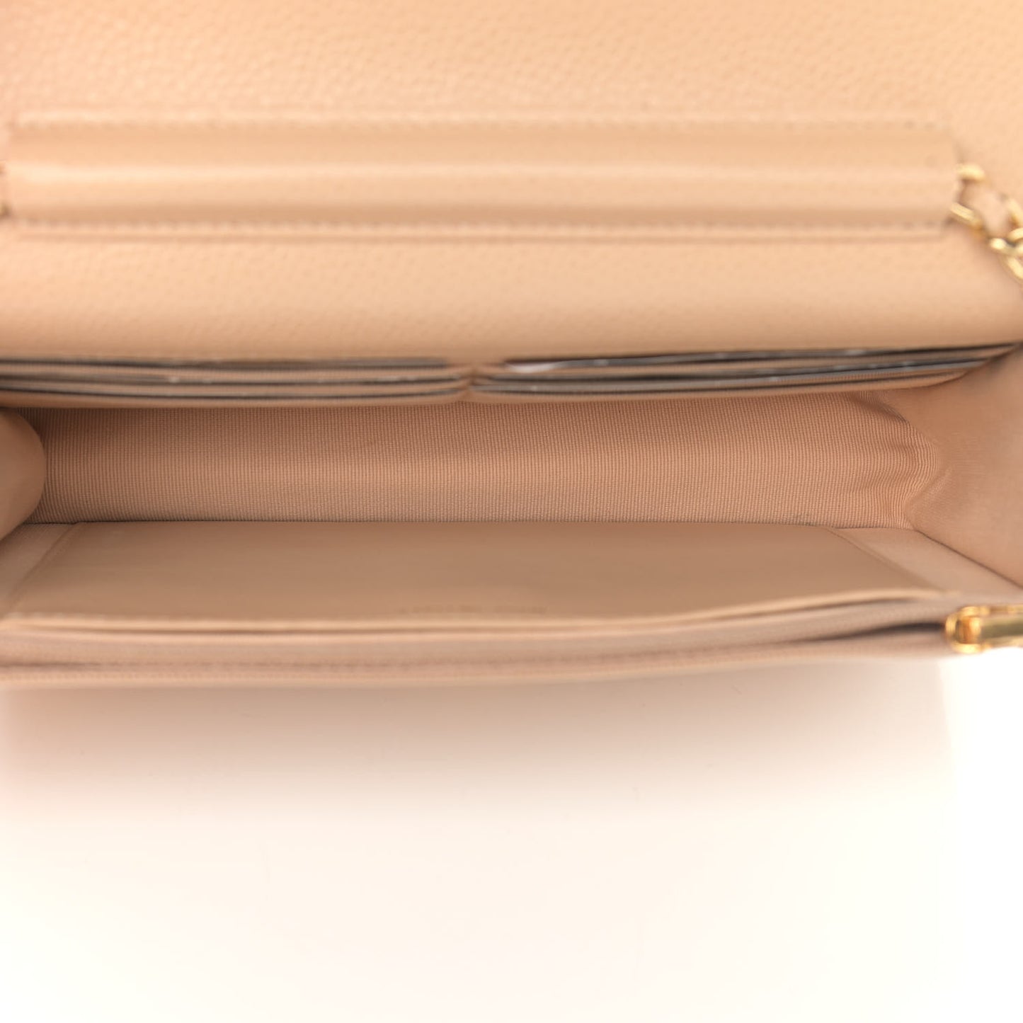 Caviar Quilted Wallet On Chain WOC Beige