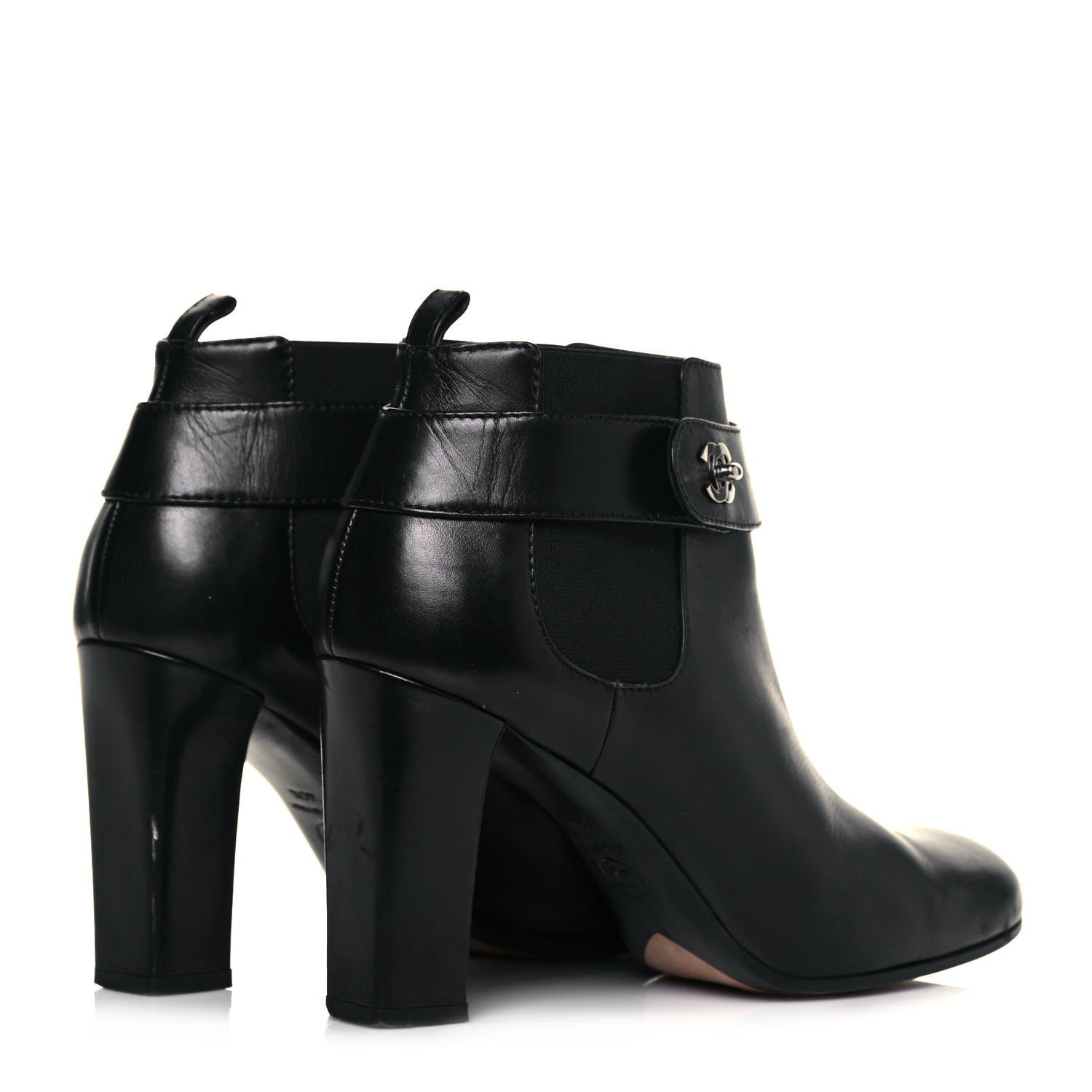 Chanel Calfskin CC Turnlock Ankle Boots 40.5 Black 4 of 13