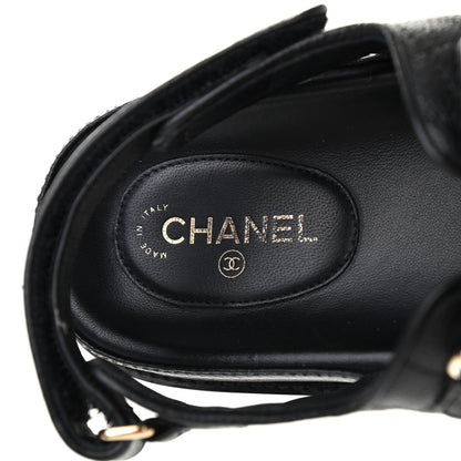Chanel Lambskin Velcro Dad Sandals 40 Black 6 of 8