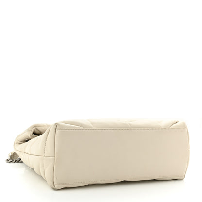 Saint Laurent Lambskin Quilted Small Loulou Puffer Monogram Chain Satchel Blanc Vintage 5 of 16