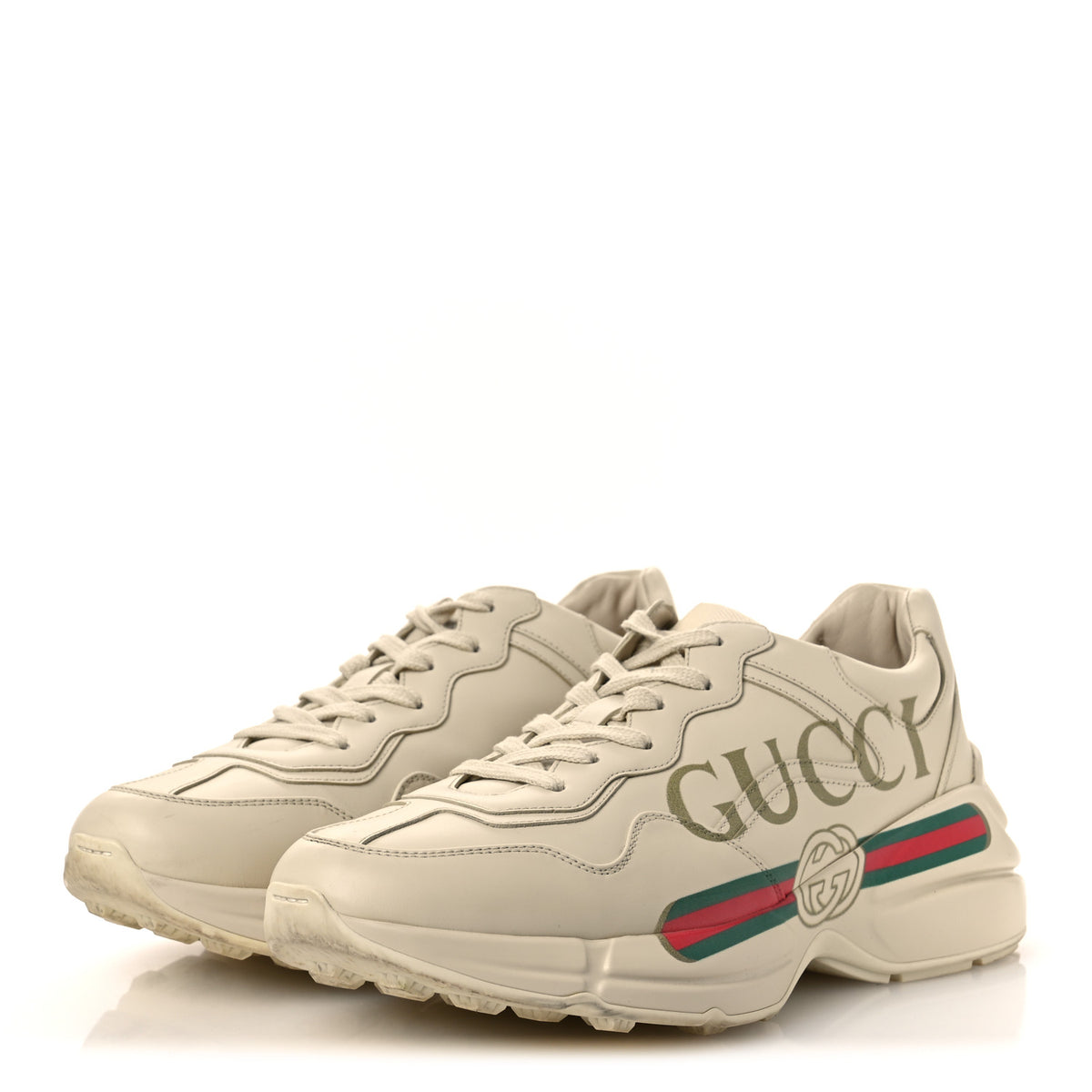 Gucci Calfskin Logo Womens Rhyton Sneakers 41 Ivory 4 of 14