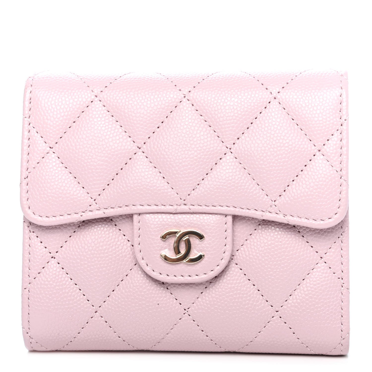 Chanel Caviar Quilted Compact Flap Wallet Light Pink 1 of 4