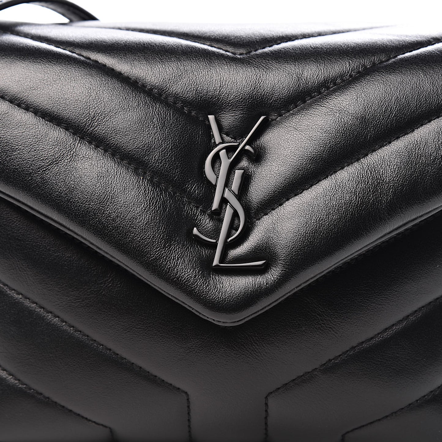 Calfskin Y Quilted Monogram Toy Loulou Crossbody Bag Black