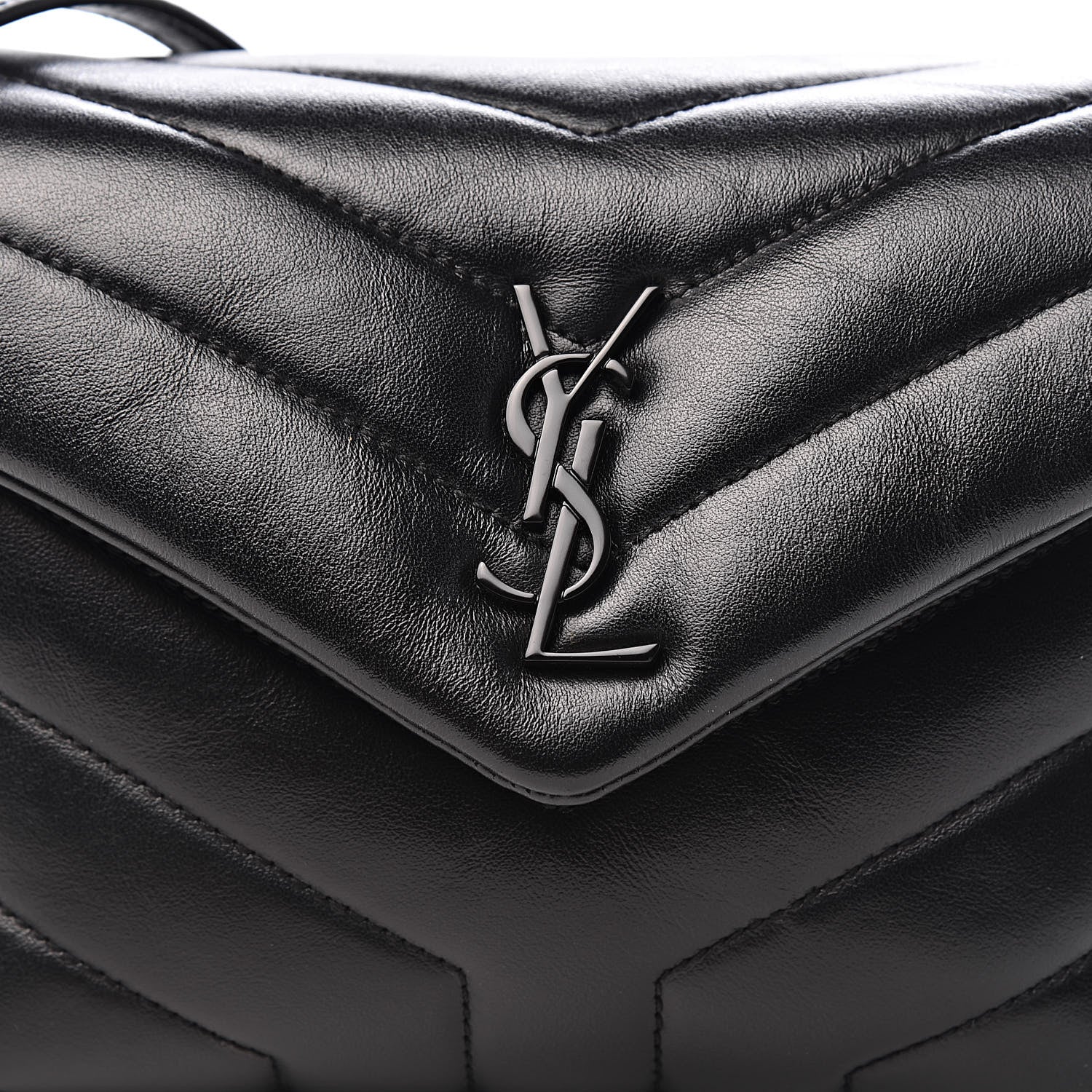 Saint Laurent Calfskin Y Quilted Monogram Toy Loulou Crossbody Bag Black 11 of 11