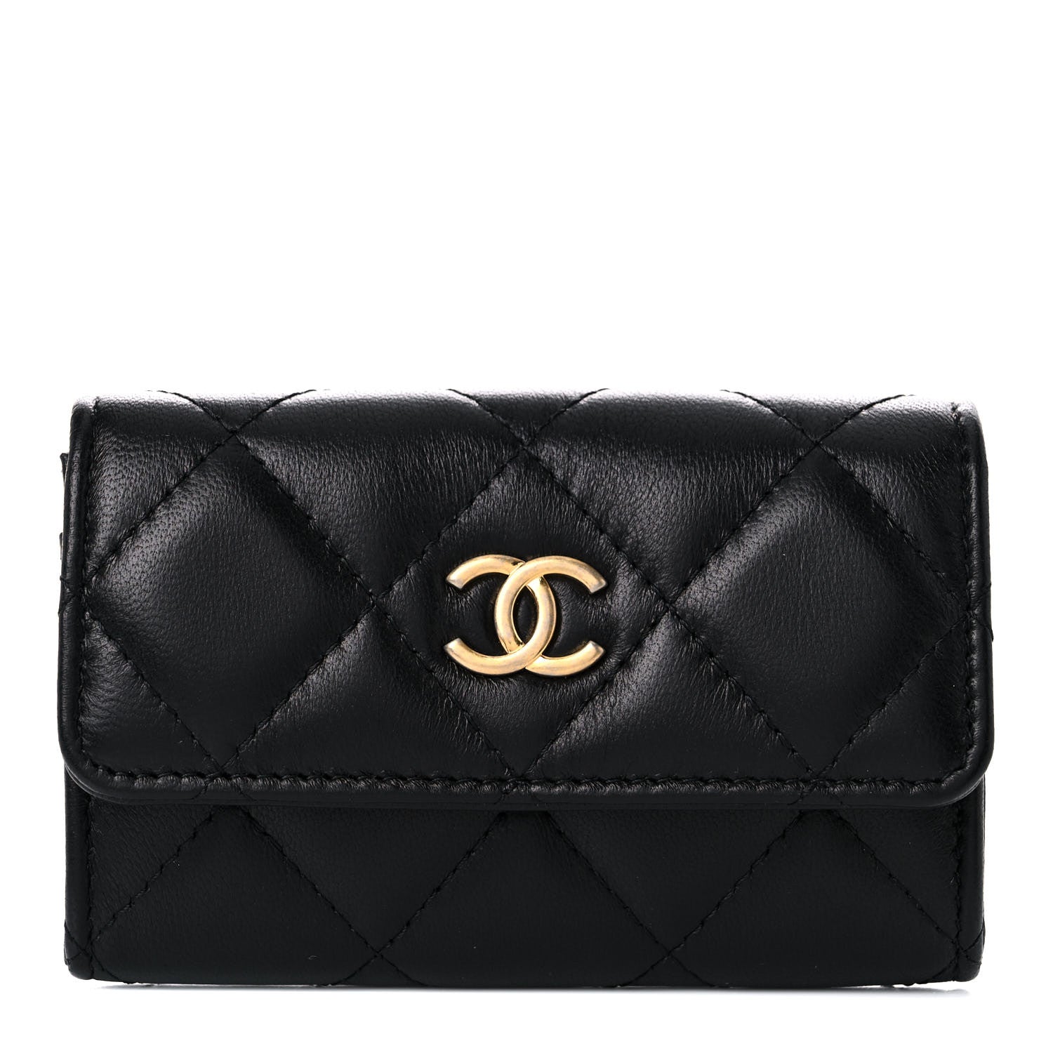 Chanel Lambskin Quilted Small Graffiti Compact Wallet Black 1 of 8
