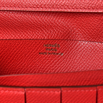 Hermes Epsom Bearn Gusset Wallet Rouge Casaque 6 of 8