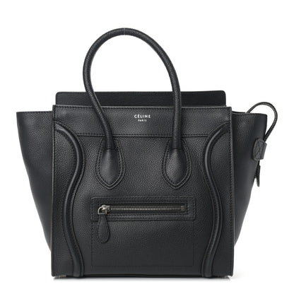 Celine Drummed Calfskin Micro Luggage Black 1 of 9