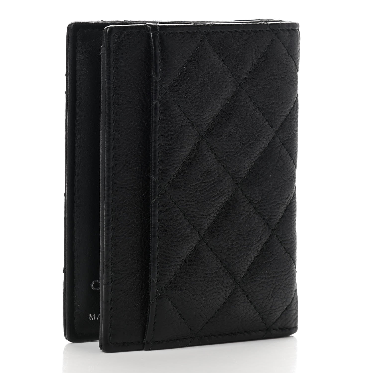 Chanel Crumpled Calfskin Quilted Card Holder Wallet So Black 3 of 7