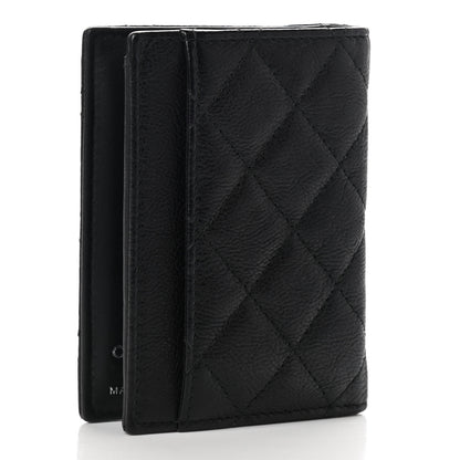 Chanel Crumpled Calfskin Quilted Card Holder Wallet So Black 3 of 7