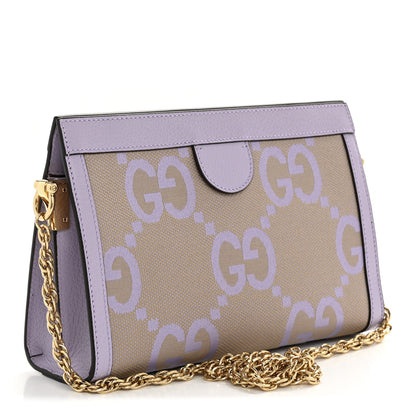 Gucci Monogram Jumbo GG Textured Dollar Calfskin Small Ophidia Chain Shoulder Bag Beige Lapis 3 of 11