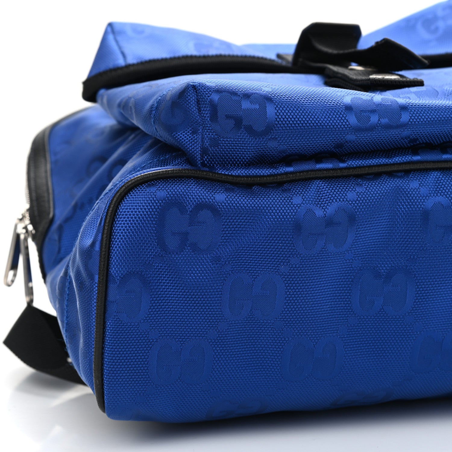 Gucci Econyl Nylon Monogram Off The Grid Backpack Guilted Blue Black 9 of 10