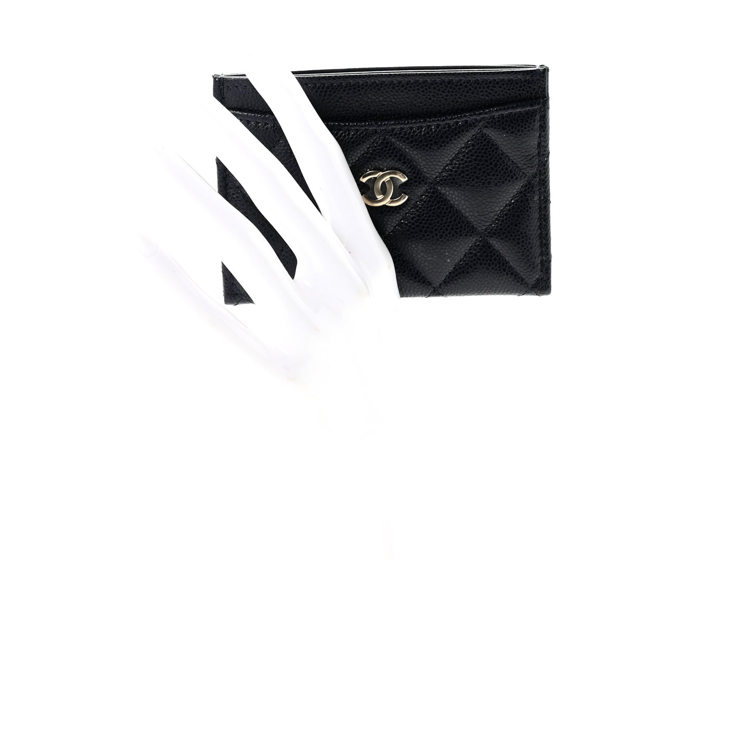 Caviar Quilted Card Holder Navy