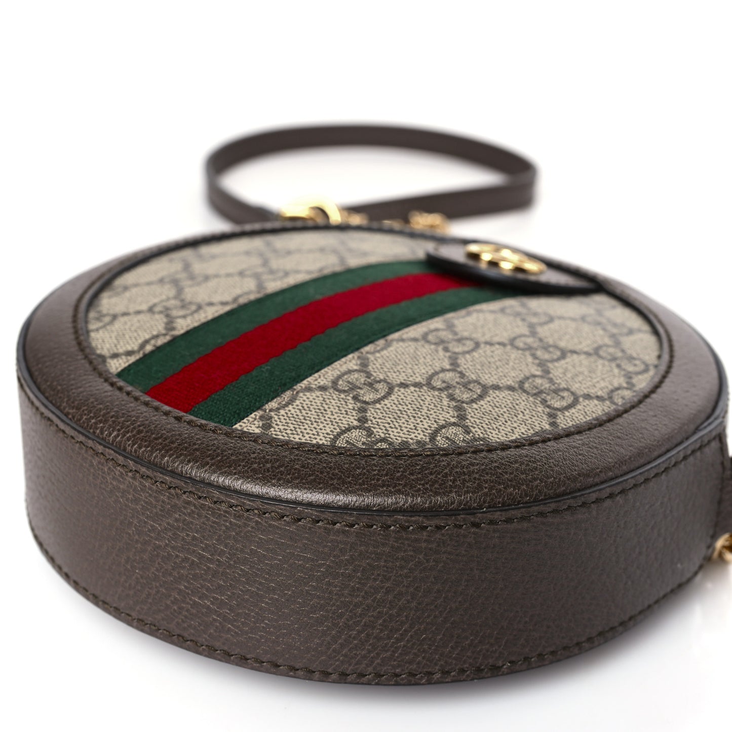 GG Supreme Monogram Web Mini Ophidia Round Shoulder Bag Brown