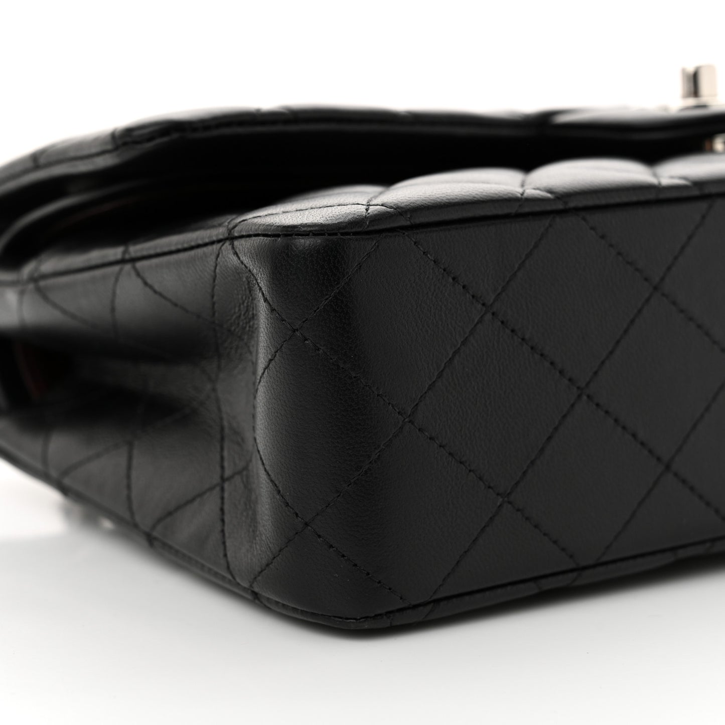 Lambskin Quilted Medium Double Flap Black