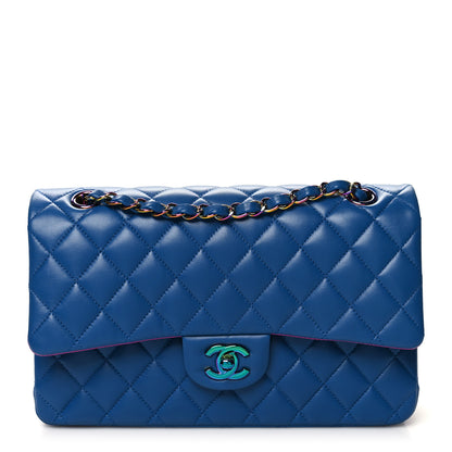 Chanel Lambskin Quilted Medium Double Flap Blue Pink 1 of 11