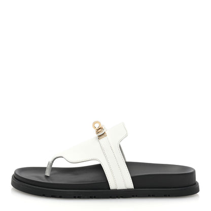 Hermes Calfskin Womens Empire Sandals 37 White 1 of 9