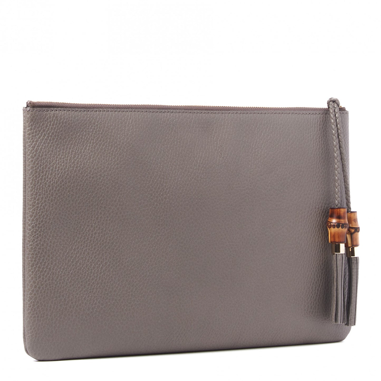 Calfskin Large Bamboo Clutch Grey