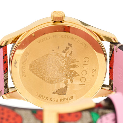 Gucci Stainless Steel Canvas 38mm G-Timeless GG Supreme Strawberry Quartz Watch Brown 4 of 4