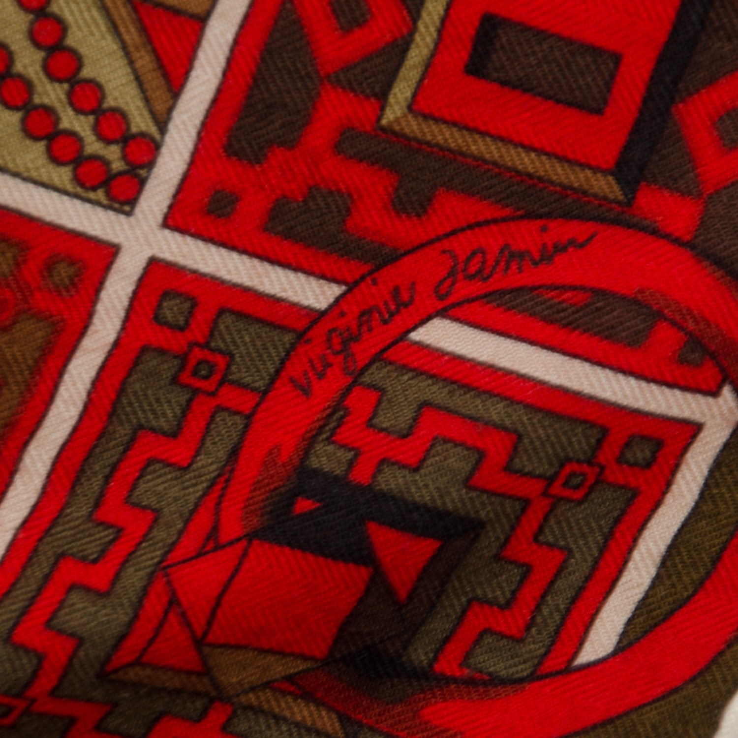 Hermes Cashmere Silk Colliers de Chiens Shawl 140 Black Rouge Kaki 4 of 9