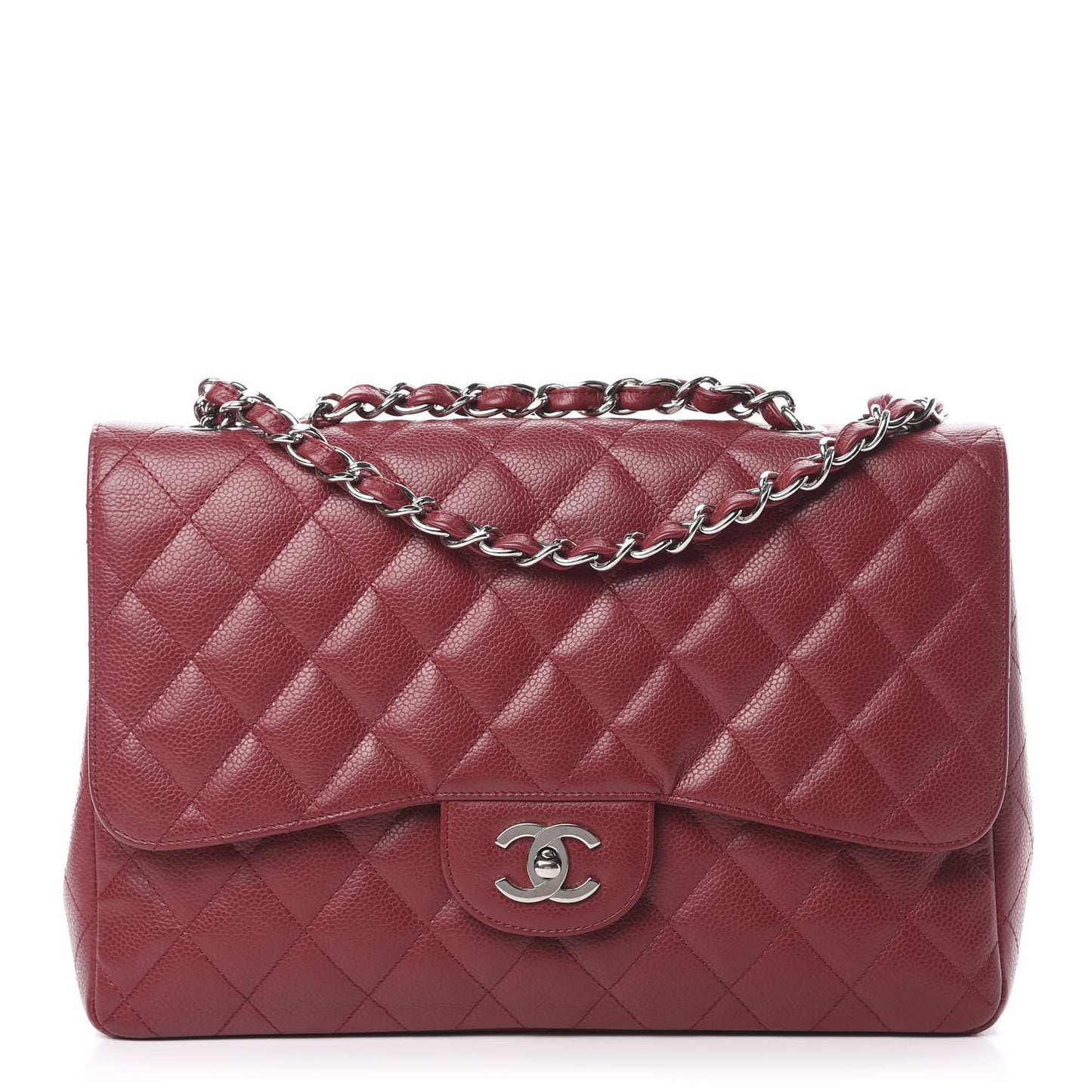 Caviar Quilted Jumbo Single Flap Red