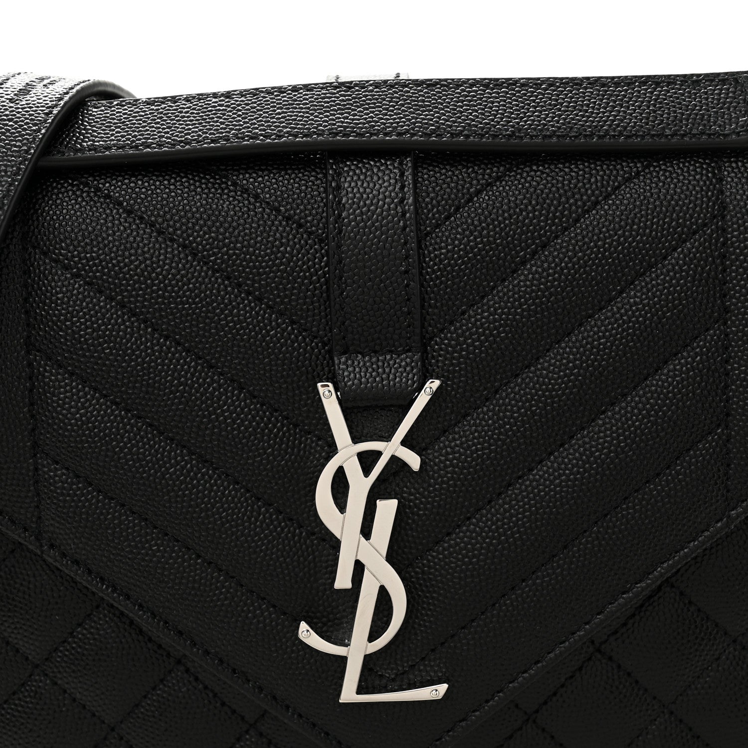 Saint Laurent Grain De Poudre Textured Mixed Matelasse Triquilt Medium Monogram Satchel Black 7 of 9
