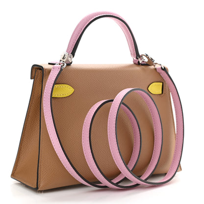 Hermes Epsom Mini Kelly Sellier 20 Chai Mauve Sylvestre Lime 3 of 11