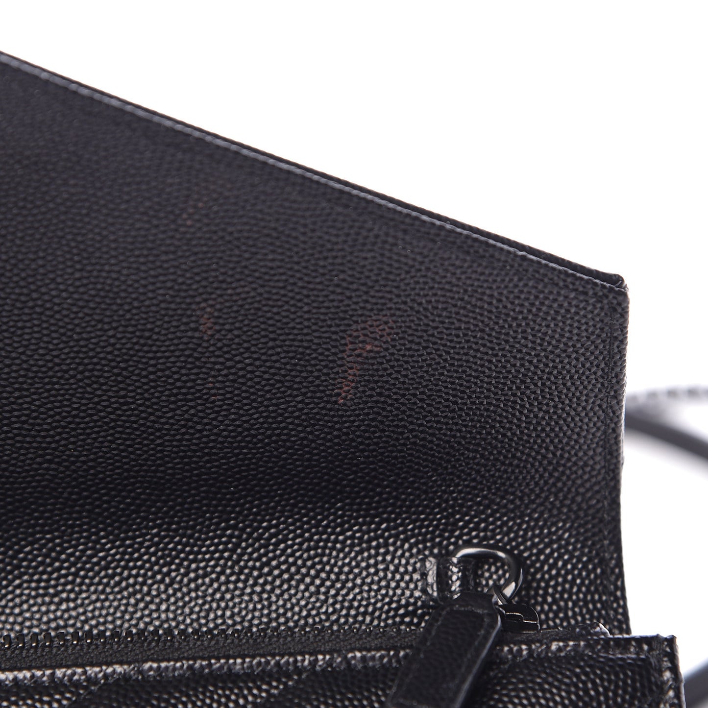 Grain De Poudre Matelasse Chevron Monogram Envelope Chain Wallet Black
