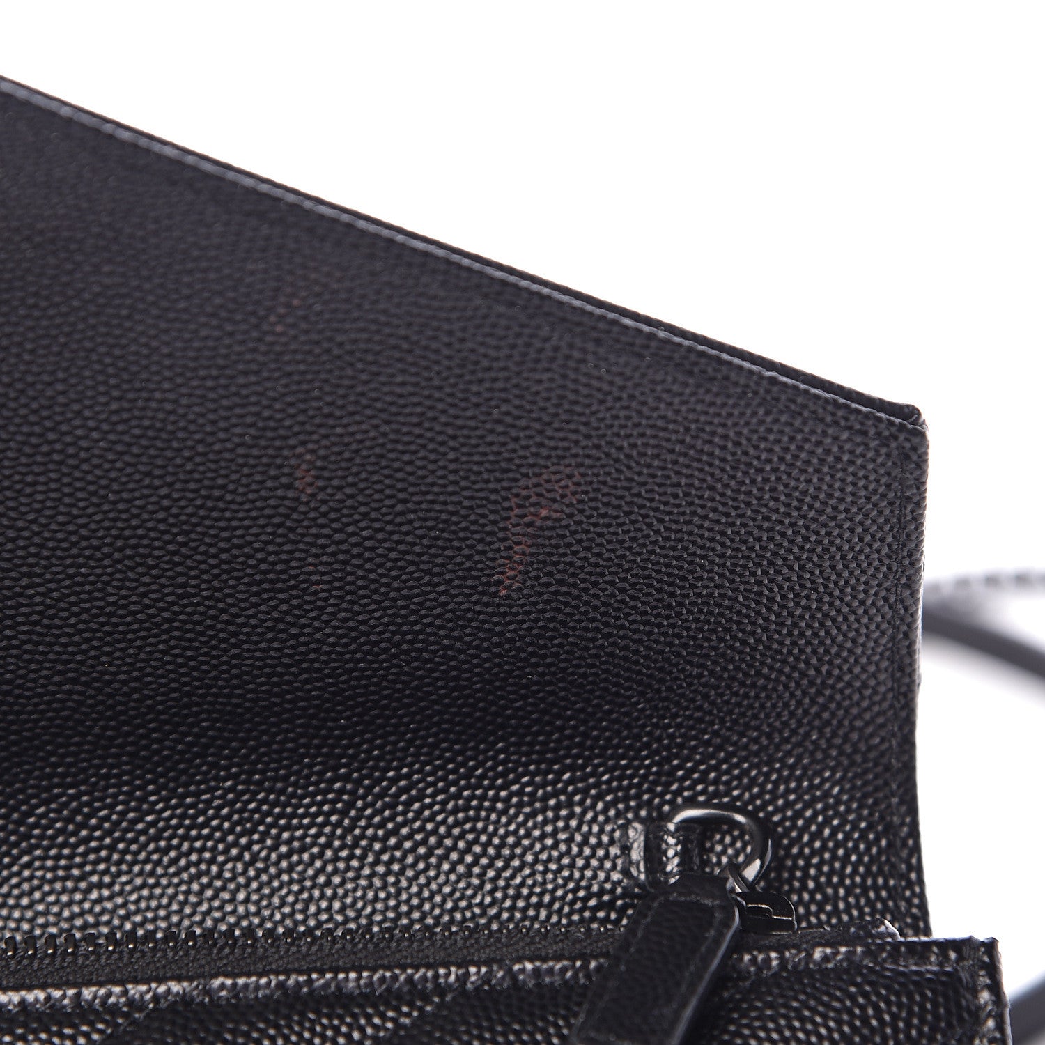 Saint Laurent Grain De Poudre Matelasse Chevron Monogram Envelope Chain Wallet Black 8 of 11