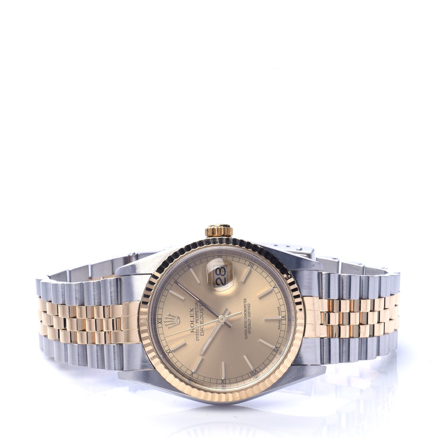 Stainless Steel 18K Yellow Gold 36mm Oyster Perpetual Datejust Watch Champagne 16233