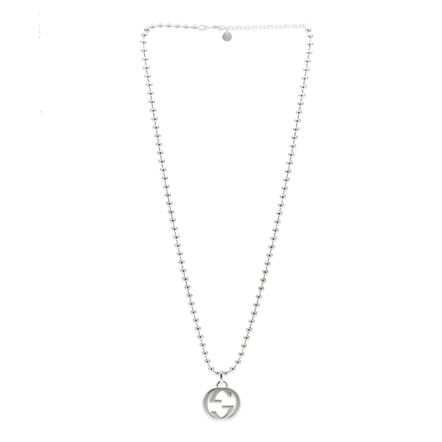 Sterling Silver Interlocking GG Pendant Beaded Necklace