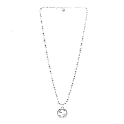 Gucci Sterling Silver Interlocking GG Pendant Beaded Necklace 3 of 6