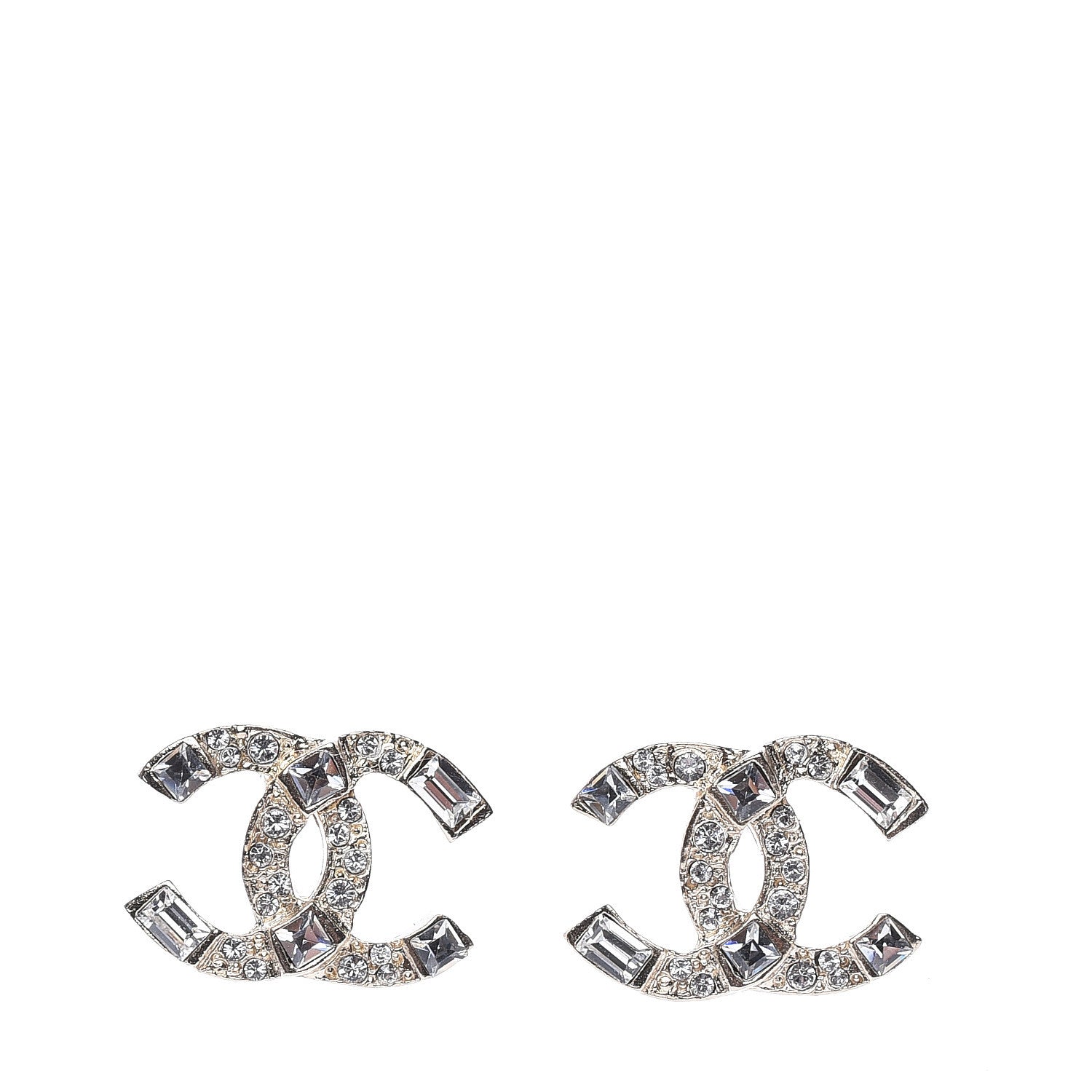 Chanel Crystal Baguette CC Earrings Gold 1 of 5