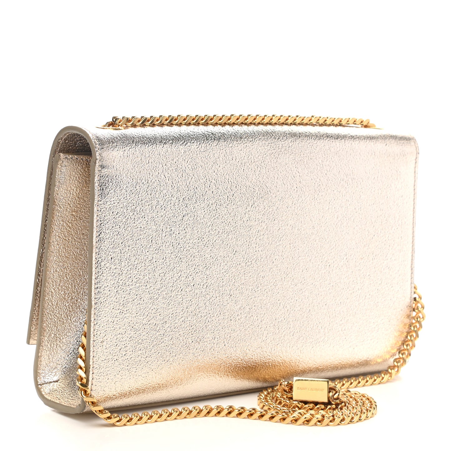 Metallic Calfskin Medium Classic Monogram Kate Satchel Pale Gold