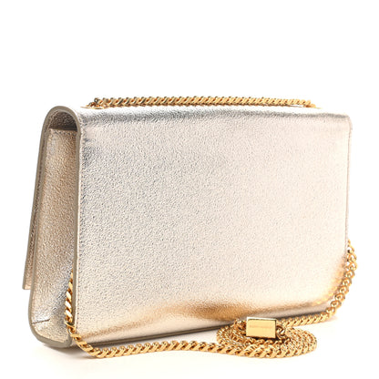 Saint Laurent Metallic Calfskin Medium Classic Monogram Kate Satchel Pale Gold 3 of 8