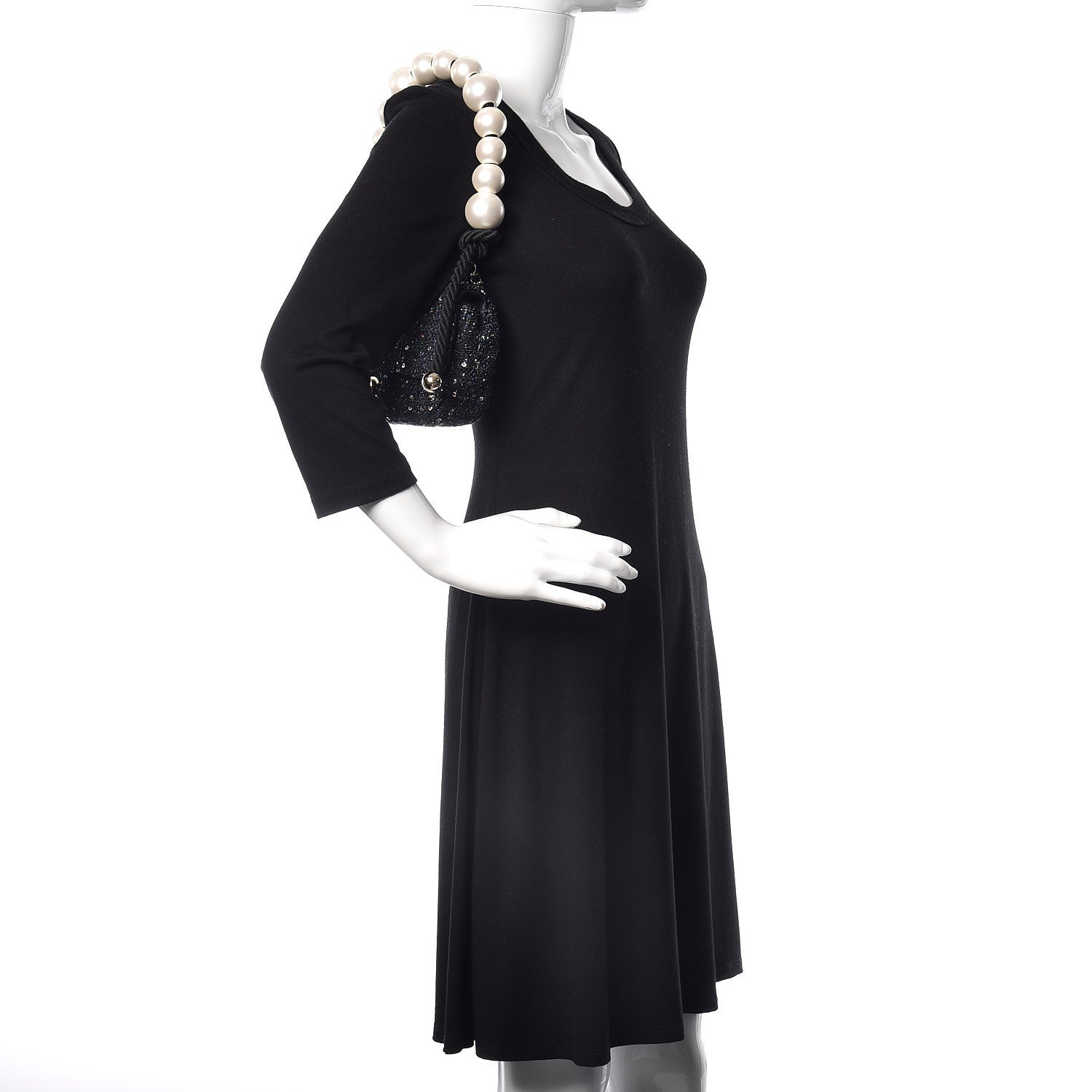 Chanel Tweed Mini Pearl Handle Flap Black Ecru 3 of 11