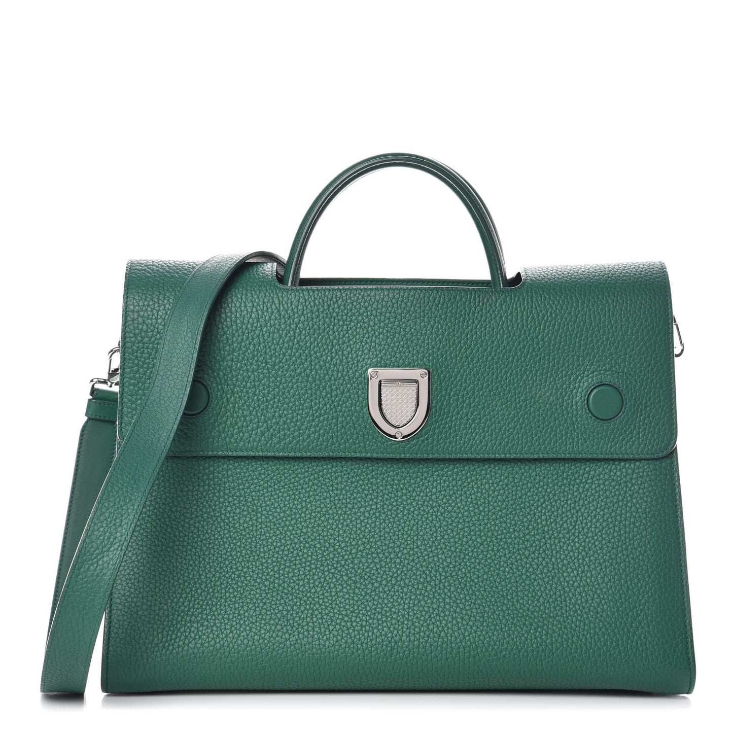 Grained Calfskin Medium Diorever Flap Green