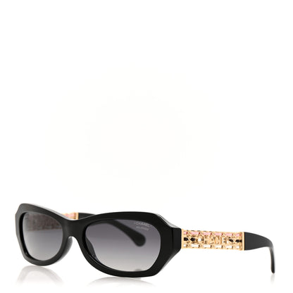 Chanel Acetate Lambskin Cat Eye Sunglasses 5538-Q Black 1 of 8