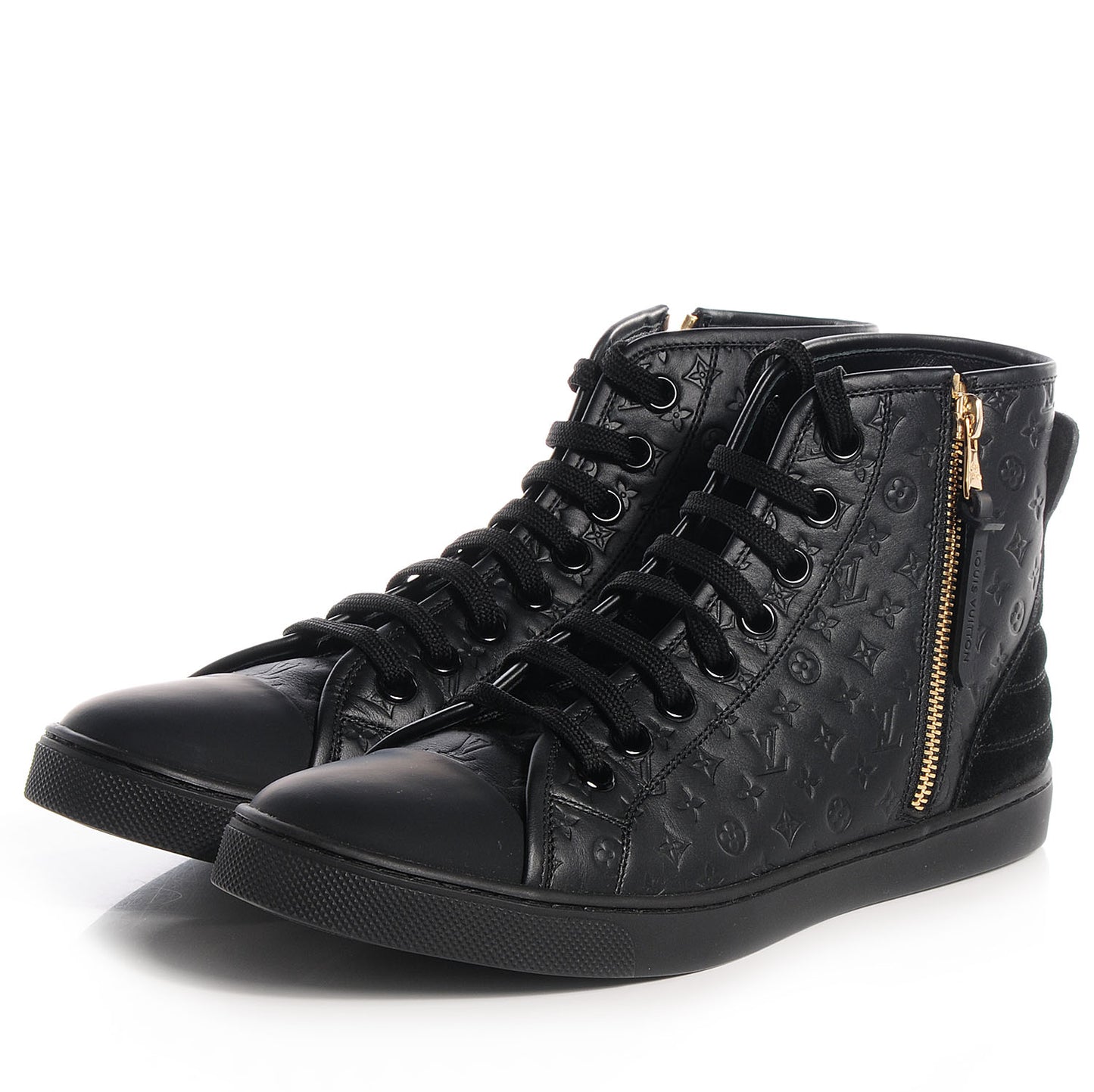 Calfskin Monogram Embossed Punchy Sneakers 39.5 Black