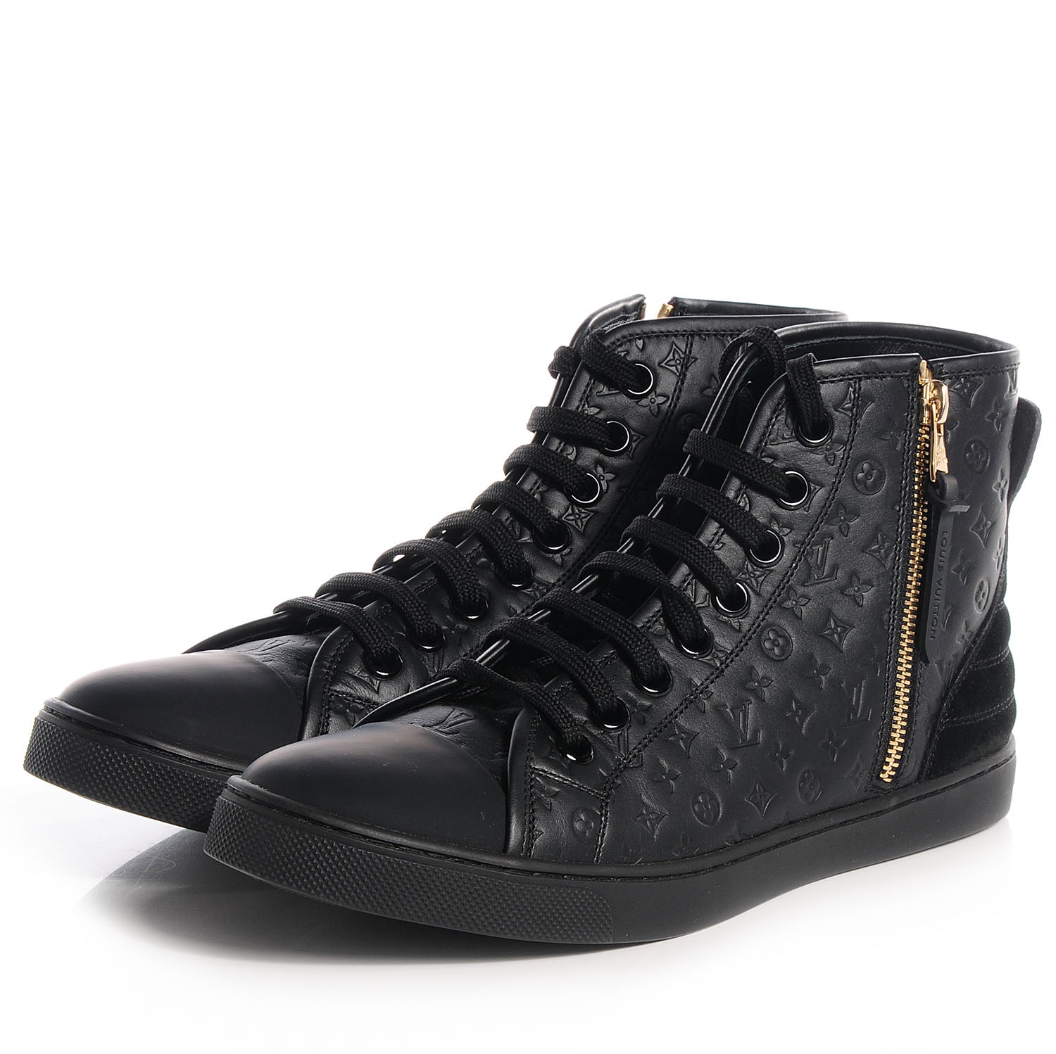 Louis Vuitton Calfskin Monogram Embossed Punchy Sneakers 39.5 Black 4 of 8