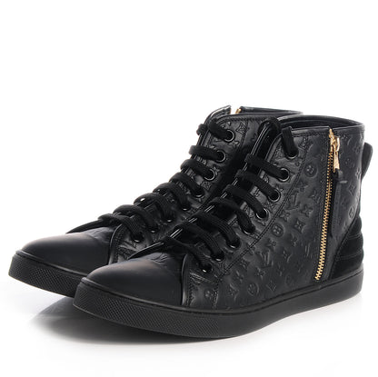 Louis Vuitton Calfskin Monogram Embossed Punchy Sneakers 39.5 Black 4 of 8