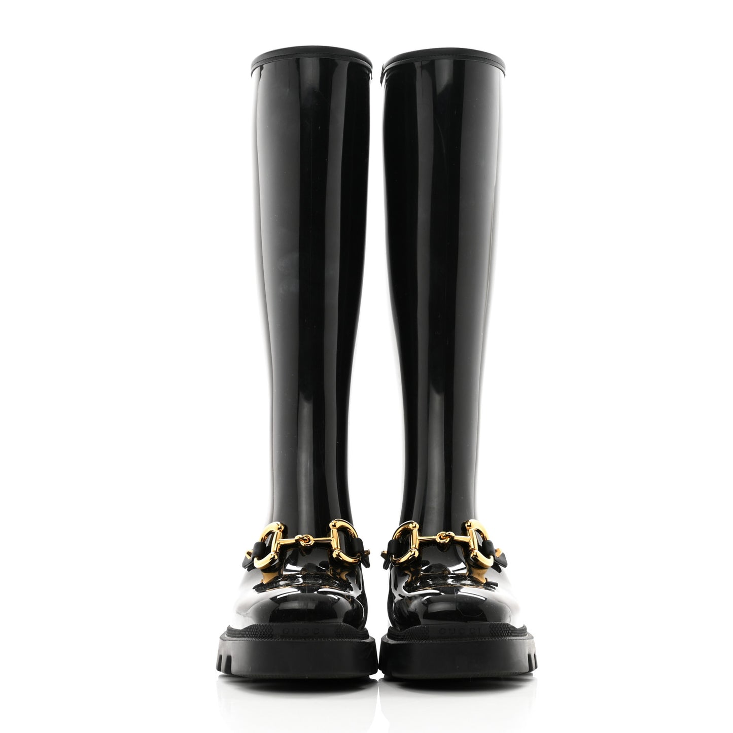 Rubber Horsebit Knee High Boots 38 Black