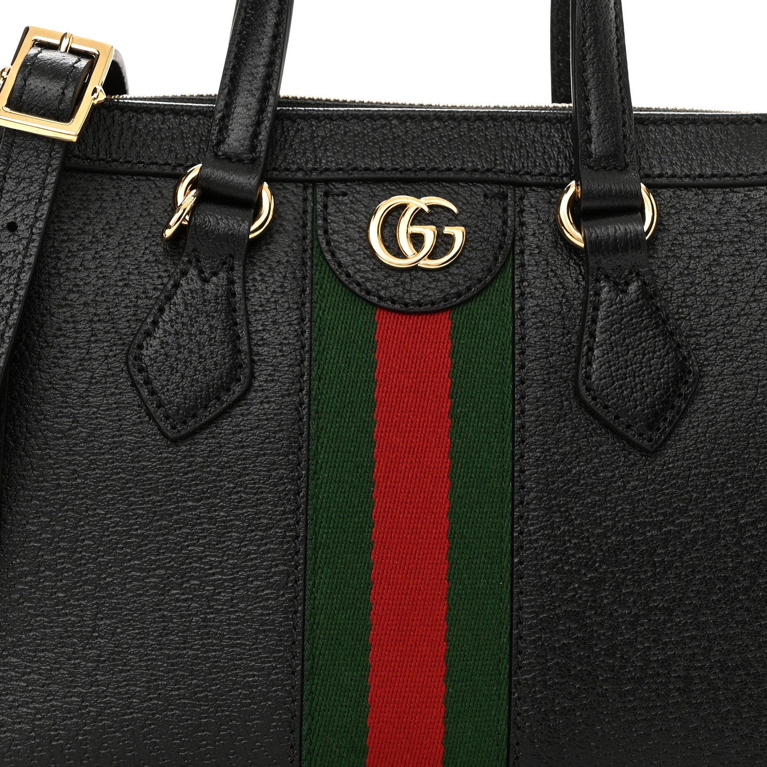 Gucci Textured Calfskin Web Small Ophidia Tote Bag Black 8 of 10