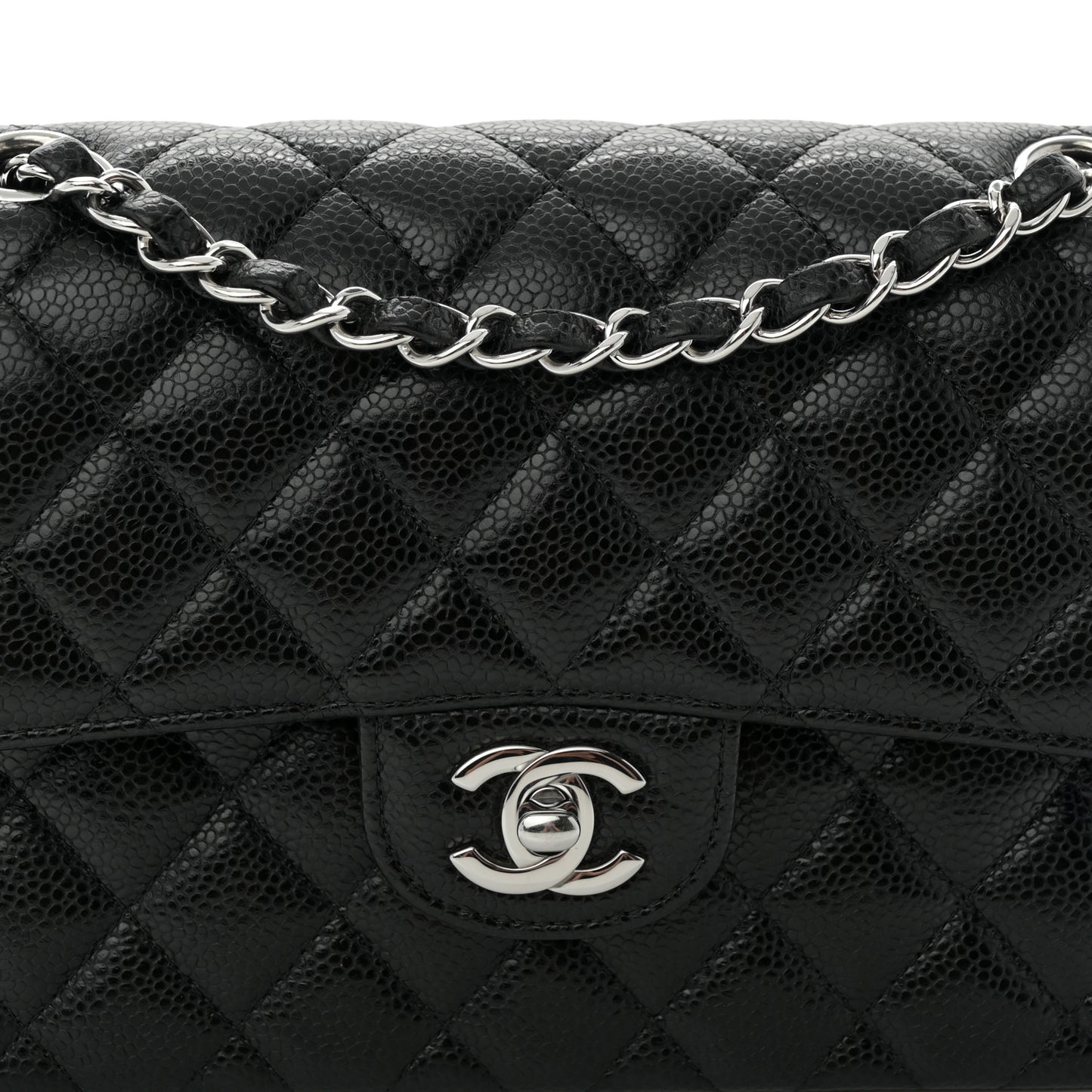 Caviar Quilted Small Double Flap Black