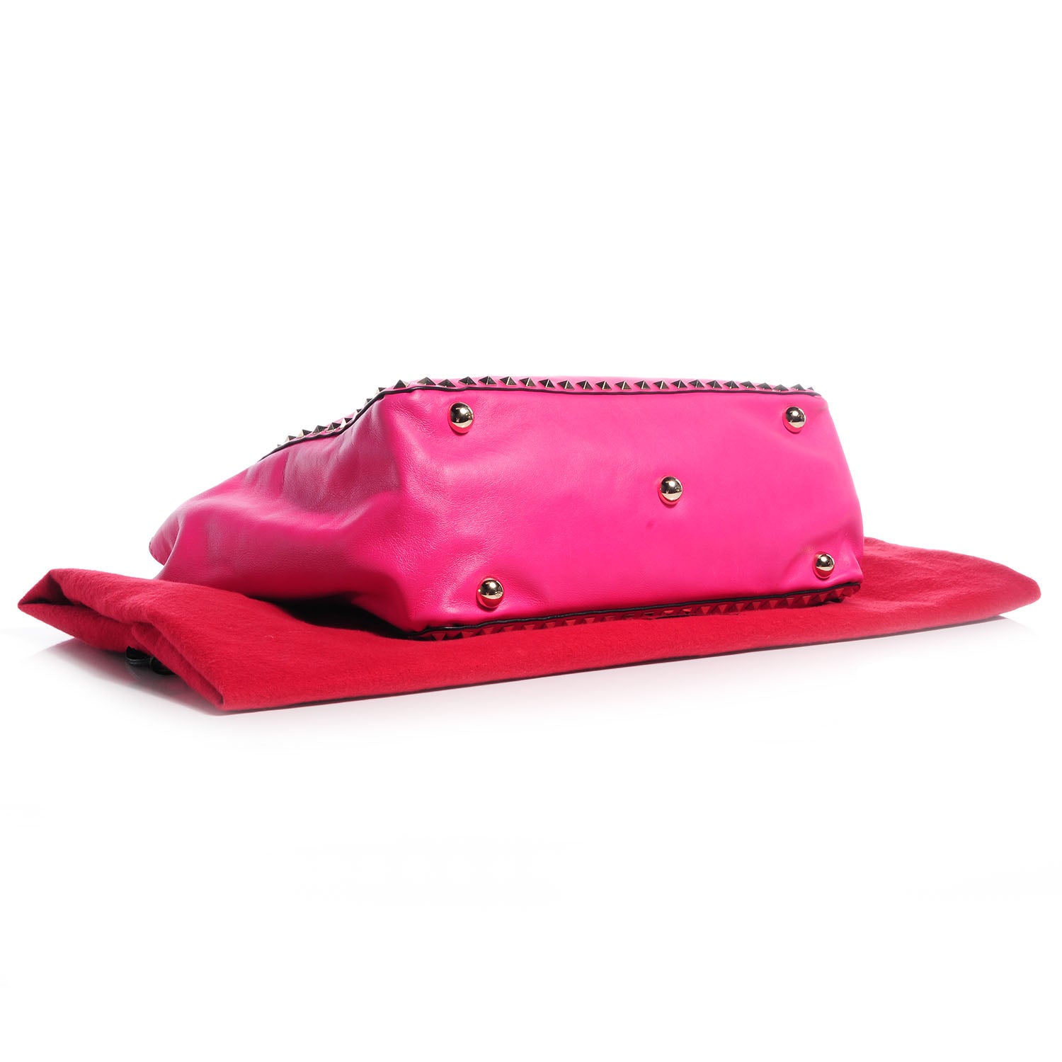 Valentino Garavani Vitello Medium Rockstud Tote Pop Fuxia 4 of 8