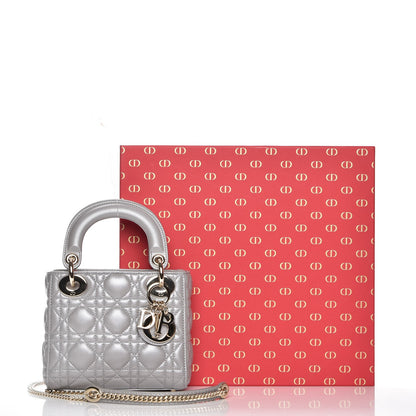 Christian Dior Metallic Lambskin Cannage Mini Lady Dior Grey 8 of 8