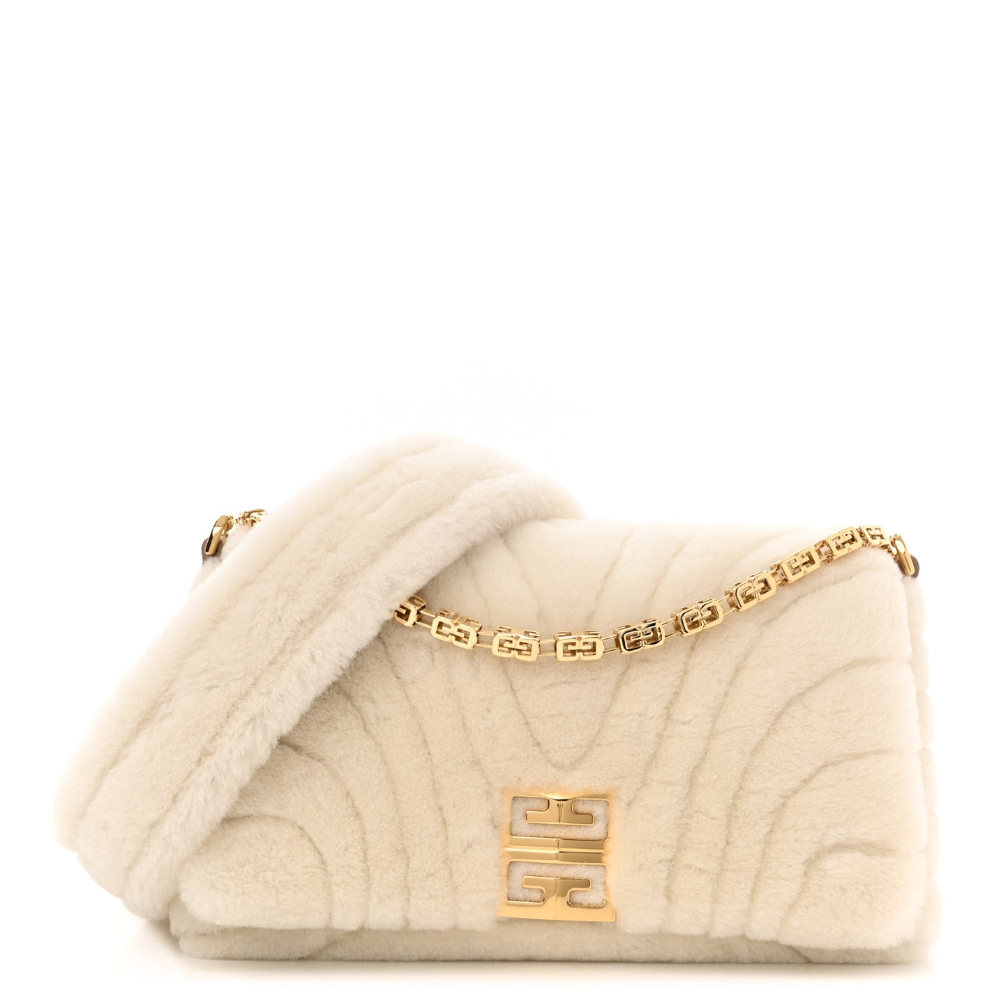 Shearling Quilted Small 4G Shoulder Bag Ivory