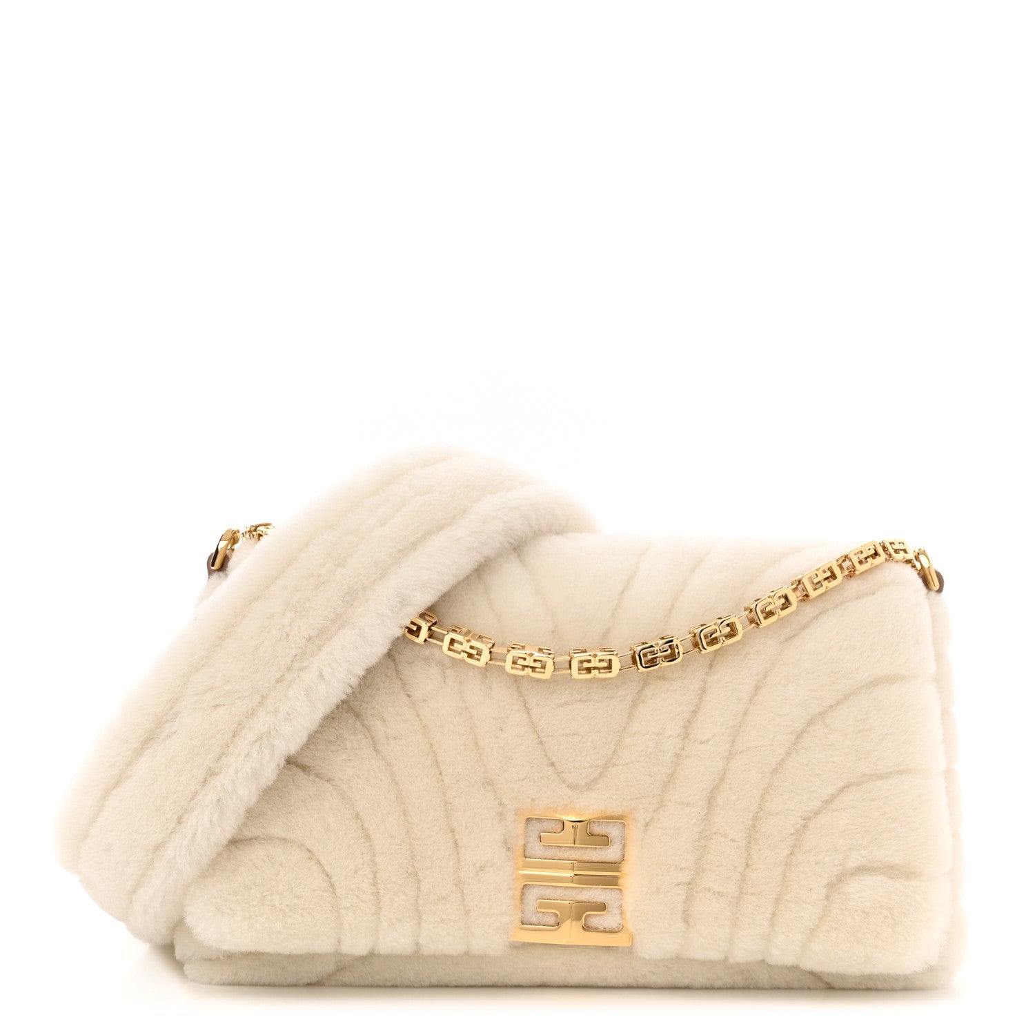 Givenchy Shearling Quilted Small 4G Shoulder Bag Ivory 1 of 10