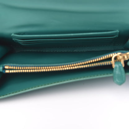 Prada Saffiano Metal Wristlet Wallet Green 4 of 11